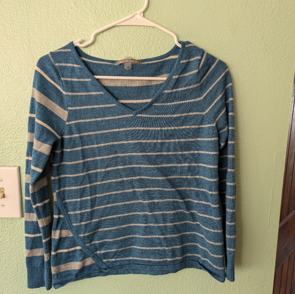 Smartwool Blue and White striped wool sweater